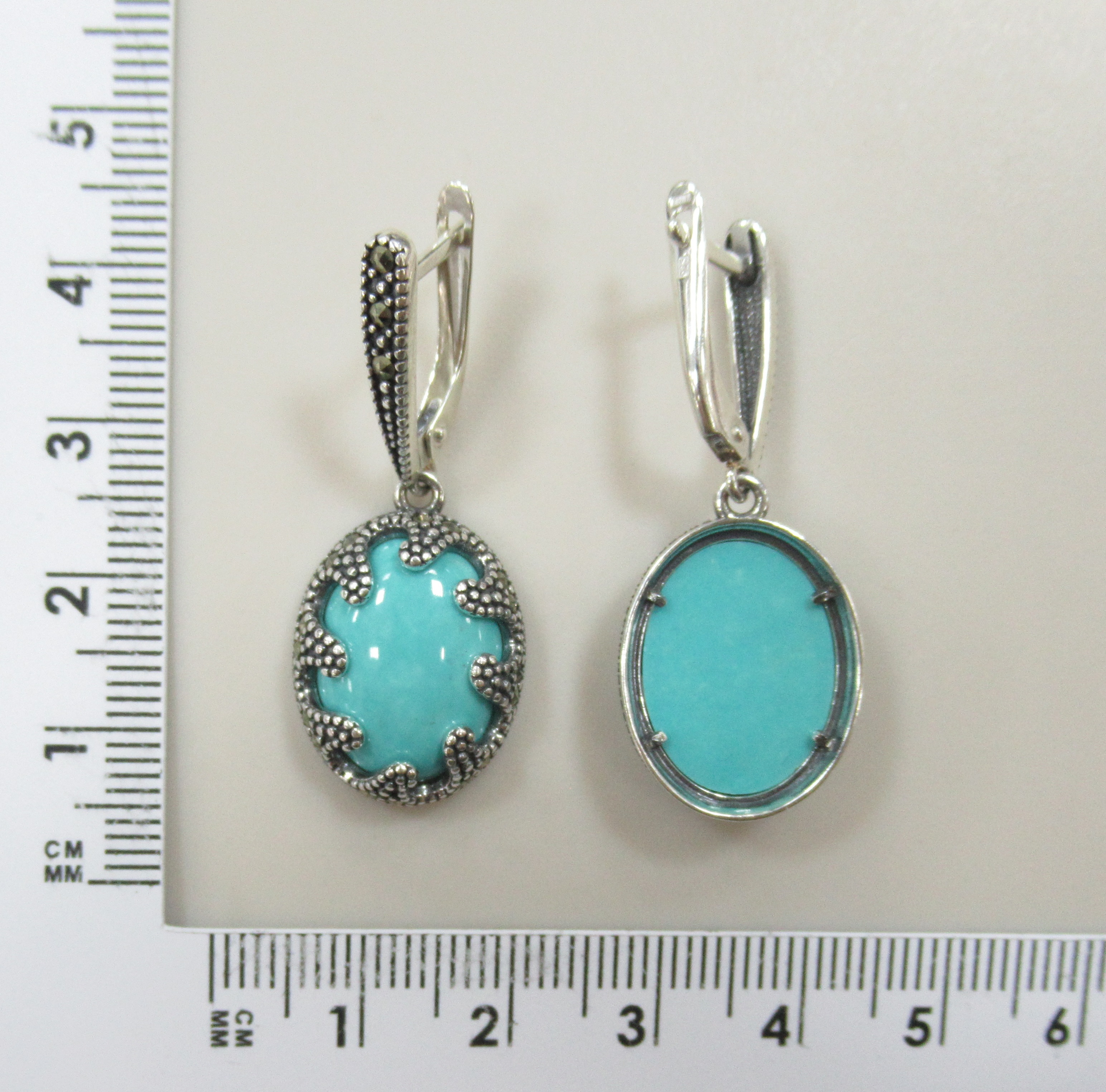 Серебряные серьги с бирюзой